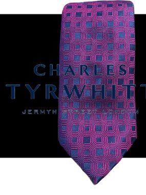 Charles Tyrwhitt Magenta and Navy Geometric Silk Tie